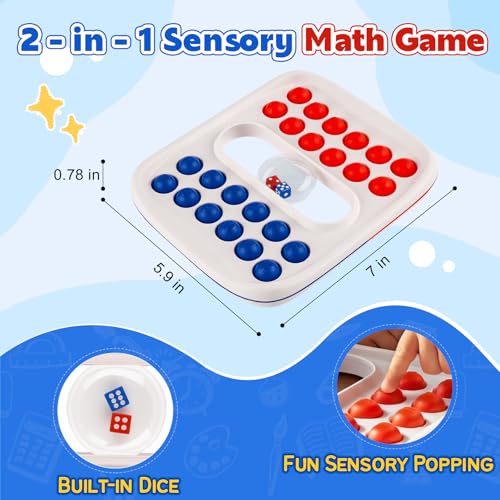 Kiditos Pop Math Game: Addition & Subtraction Learning Toy with Built-in Dice for Ages 4-8
