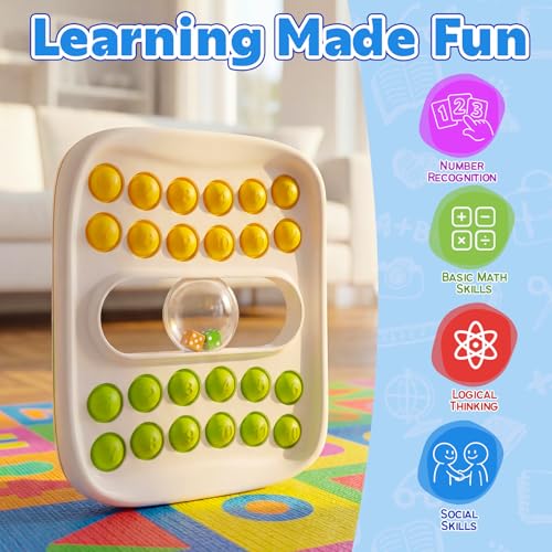 Kiditos Pop Math Game – Fun Addition & Subtraction Learning Toy for Kids Ages 4-8 with Built-in Dice and Sensory Fidget Pop Bubbles