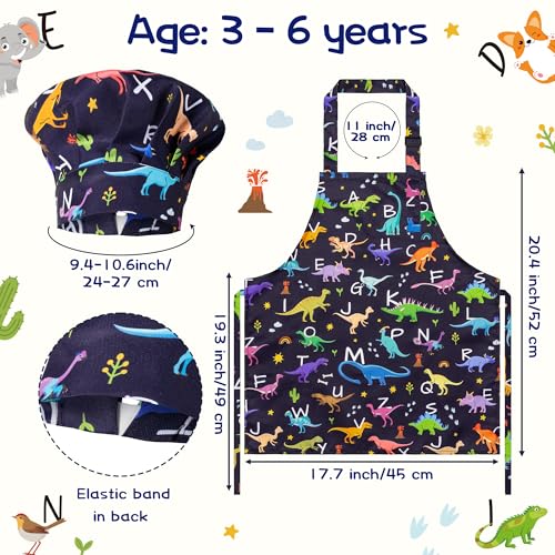 Kids Apron and Chef Hat Set (4 Pieces) – Adjustable, Waterproof, with Alphabet Design and Pockets for Baking, Cooking, Painting