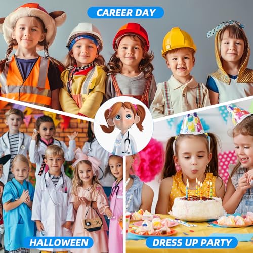 Kids Doctor Coat Set with Stethoscope - 4-Piece Role Play Costume for Boys and Girls Ages 3-12