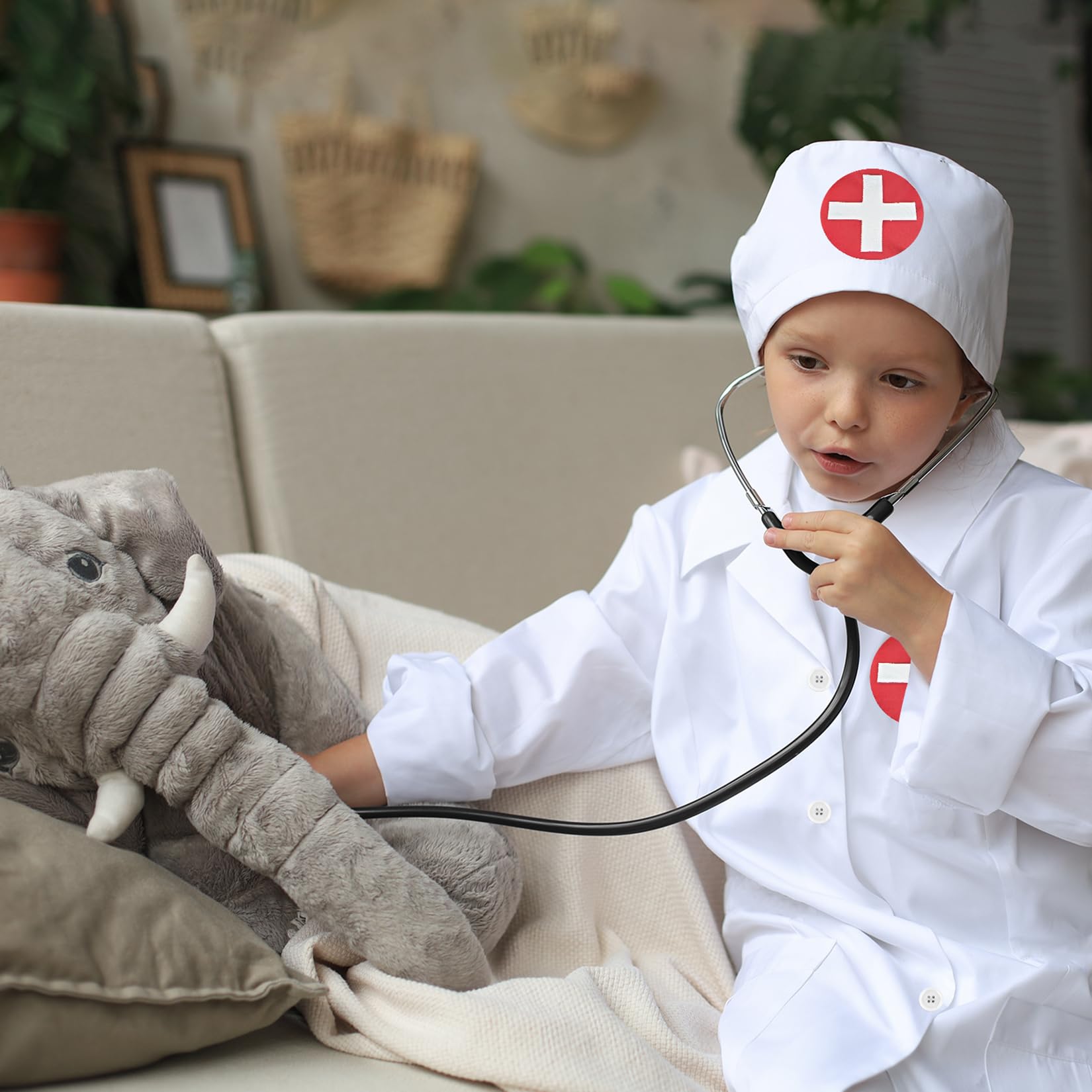 Kids Doctor Coat Set with Stethoscope - 4-Piece Role Play Costume for Boys and Girls Ages 3-12