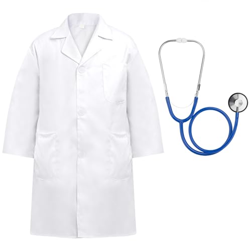 Kids Doctor Costume with Working Stethoscope - ERDOGLY Lab Coat for Boys Girls Ages 3-12