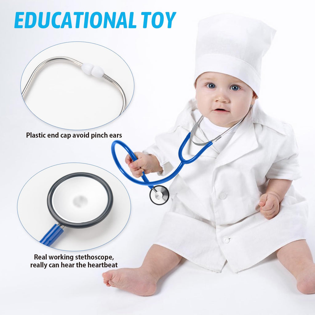 Kids Doctor Costume with Working Stethoscope - ERDOGLY Lab Coat for Boys Girls Ages 3-12