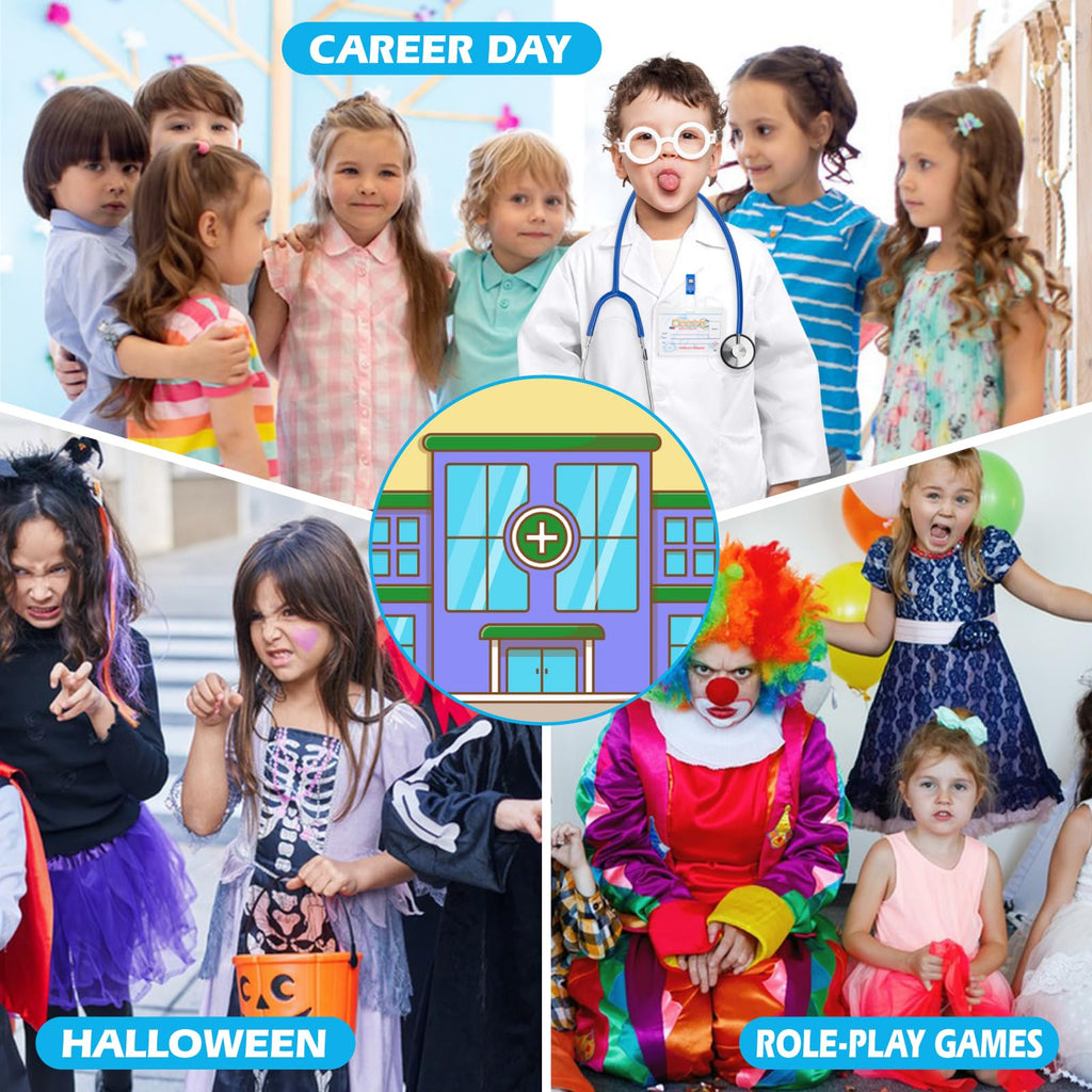 Kids Doctor Costume with Working Stethoscope - ERDOGLY Lab Coat for Boys Girls Ages 3-12