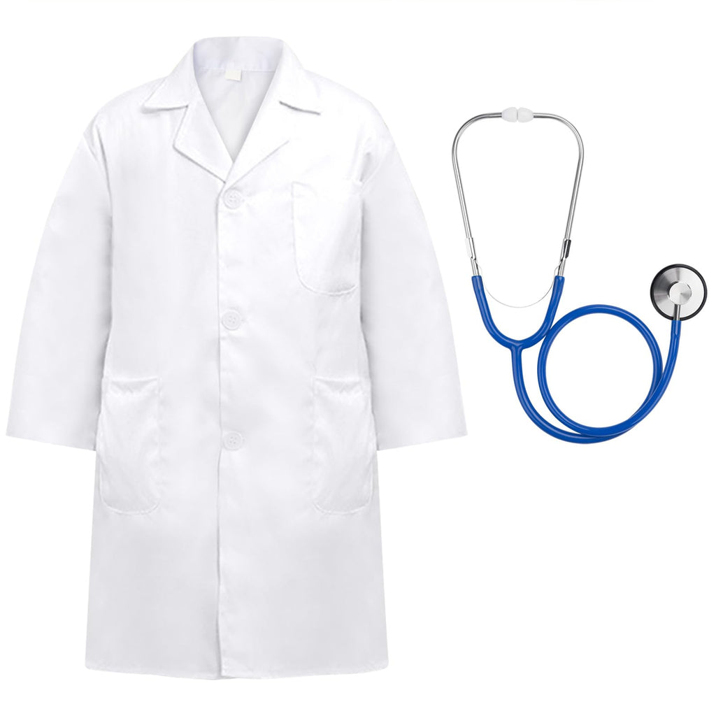 Kids Doctor Costume with Working Stethoscope - ERDOGLY Lab Coat for Boys Girls Ages 3-12
