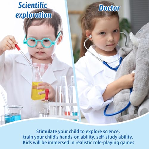 Kids Doctor Costume with Working Stethoscope - ERDOGLY Lab Coat for Boys Girls Ages 3-12