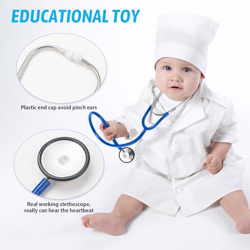 Kids Doctor Costume with Working Stethoscope - ERDOGLY Lab Coat for Boys Girls Ages 3-12