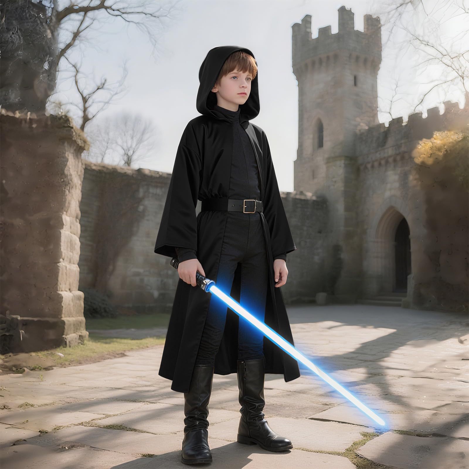 Kids Knight Robe Hooded Cloak for Boys – Prebene Halloween Costume Ages 3-14