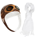Kids Pilot Aviator Costume Set – Hat with Goggles and White Cotton Scarf by Pistha