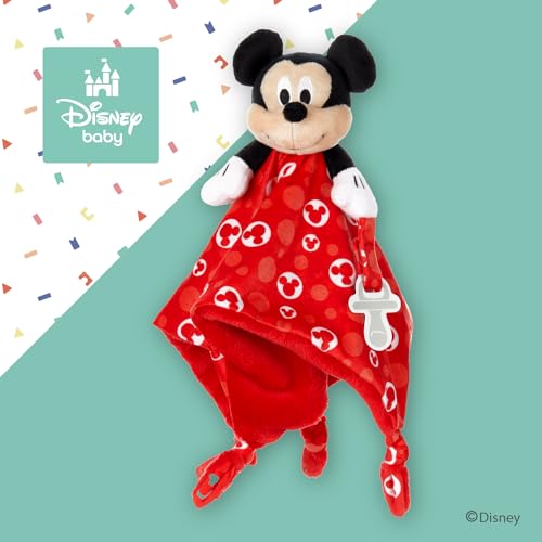 KIDS PREFERRED Disney Baby Mickey Mouse Lovey Blanket – Soft Plush Snuggler with Pacifier Holder