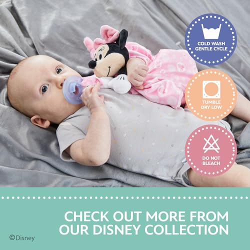 KIDS PREFERRED Disney Baby Mickey Mouse Lovey Blanket – Soft Plush Snuggler with Pacifier Holder