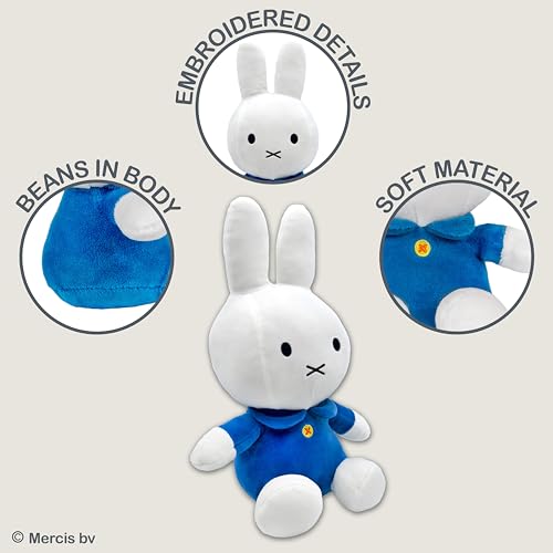 Kids Preferred Miffy Plush Toy (8 inch) – Soft Boa Bunny Stuffed Animal in Blue Dress