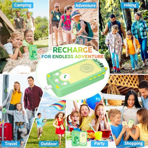 Kids Walkie Talkies - Dinosaur Design 2-Way Radios for Toddlers, Rechargeable, Long Range, Easy Push-to-Talk for Outdoor Play