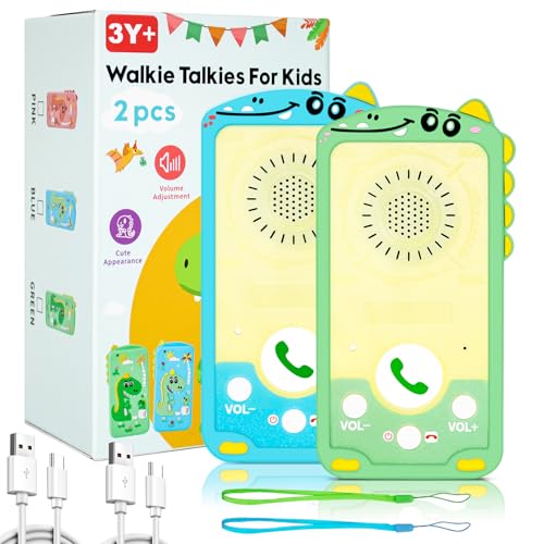 Kids Walkie Talkies - Dinosaur Design 2-Way Radios for Toddlers, Rechargeable, Long Range, Easy Push-to-Talk for Outdoor Play