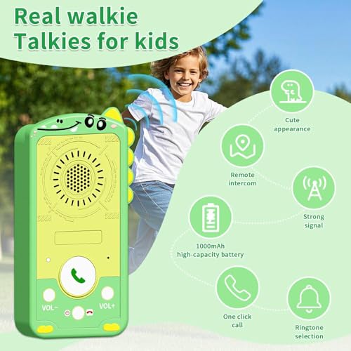 Kids Walkie Talkies 2 Pack – Instant Chat Mode, 1.5 Mile Range, Rechargeable, Green & Pink