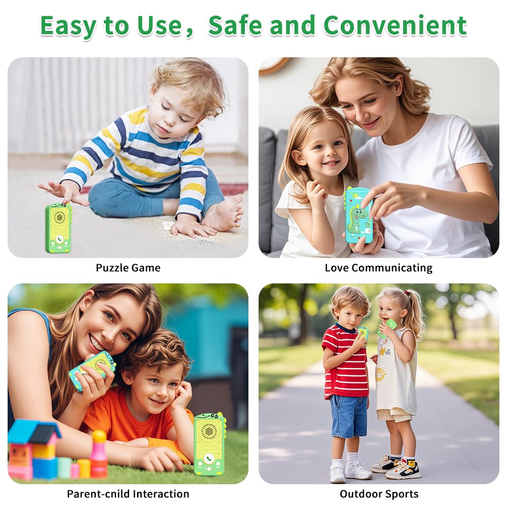 Kids Walkie Talkies 2 Pack – Instant Chat Mode, 1.5 Mile Range, Rechargeable, Green & Pink