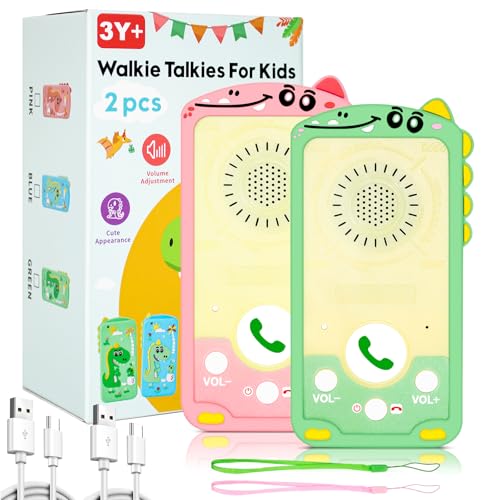 Kids Walkie Talkies 2 Pack – Instant Chat Mode, 1.5 Mile Range, Rechargeable, Green & Pink