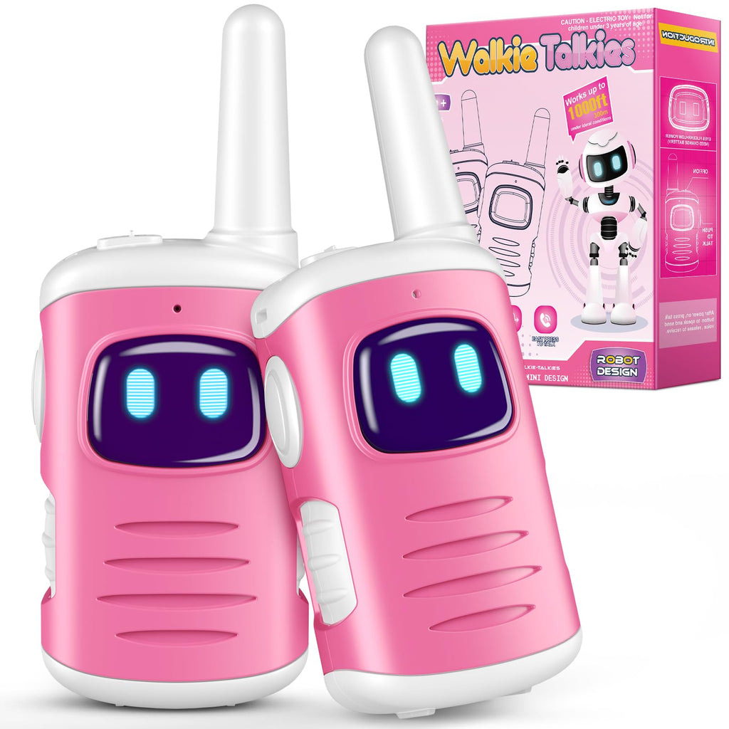Kids Walkie Talkies for Girls - Pink Mini 2 Pack, 1000ft Range, Simple Push-to-Talk for Ages 3-8