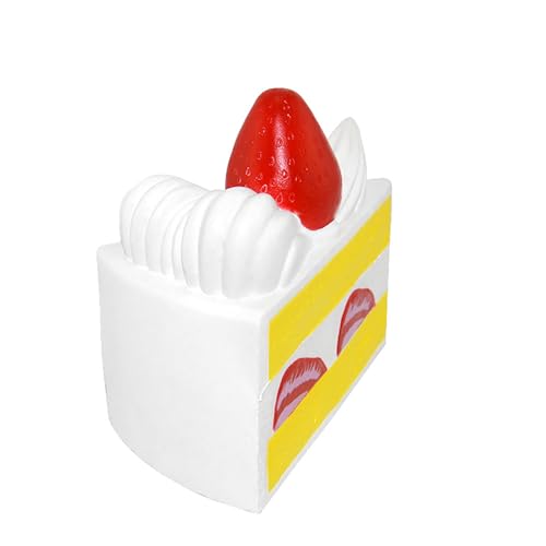 Kiibru Strawberry Shortcake Squishy - Colossal Slow Rising Scented Birthday Cake Squeeze Toy (White)