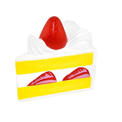 Kiibru Strawberry Shortcake Squishy - Colossal Slow Rising Scented Birthday Cake Squeeze Toy (White)