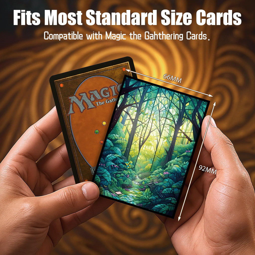 Kiiransr Forest Magic The Gathering Card Sleeves - 100 Standard Size Matte Art Sleeves with Ultra Clear Front