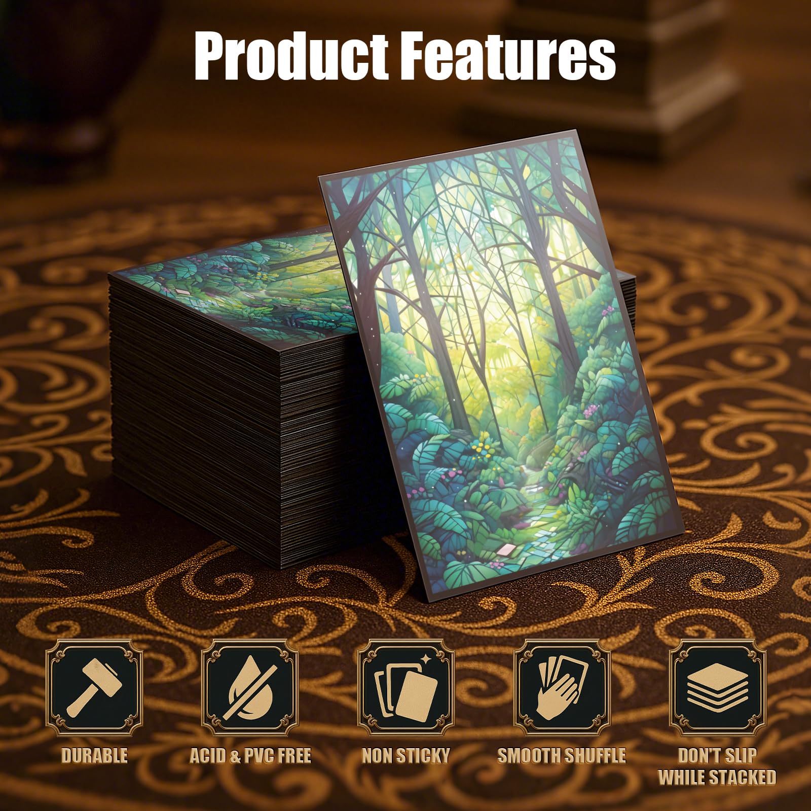 Kiiransr Forest Magic The Gathering Card Sleeves - 100 Standard Size Matte Art Sleeves with Ultra Clear Front