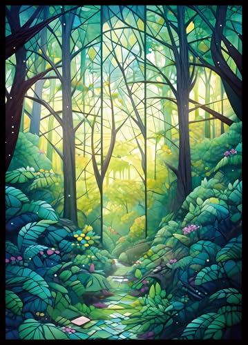 Kiiransr Forest Magic The Gathering Card Sleeves - 100 Standard Size Matte Art Sleeves with Ultra Clear Front