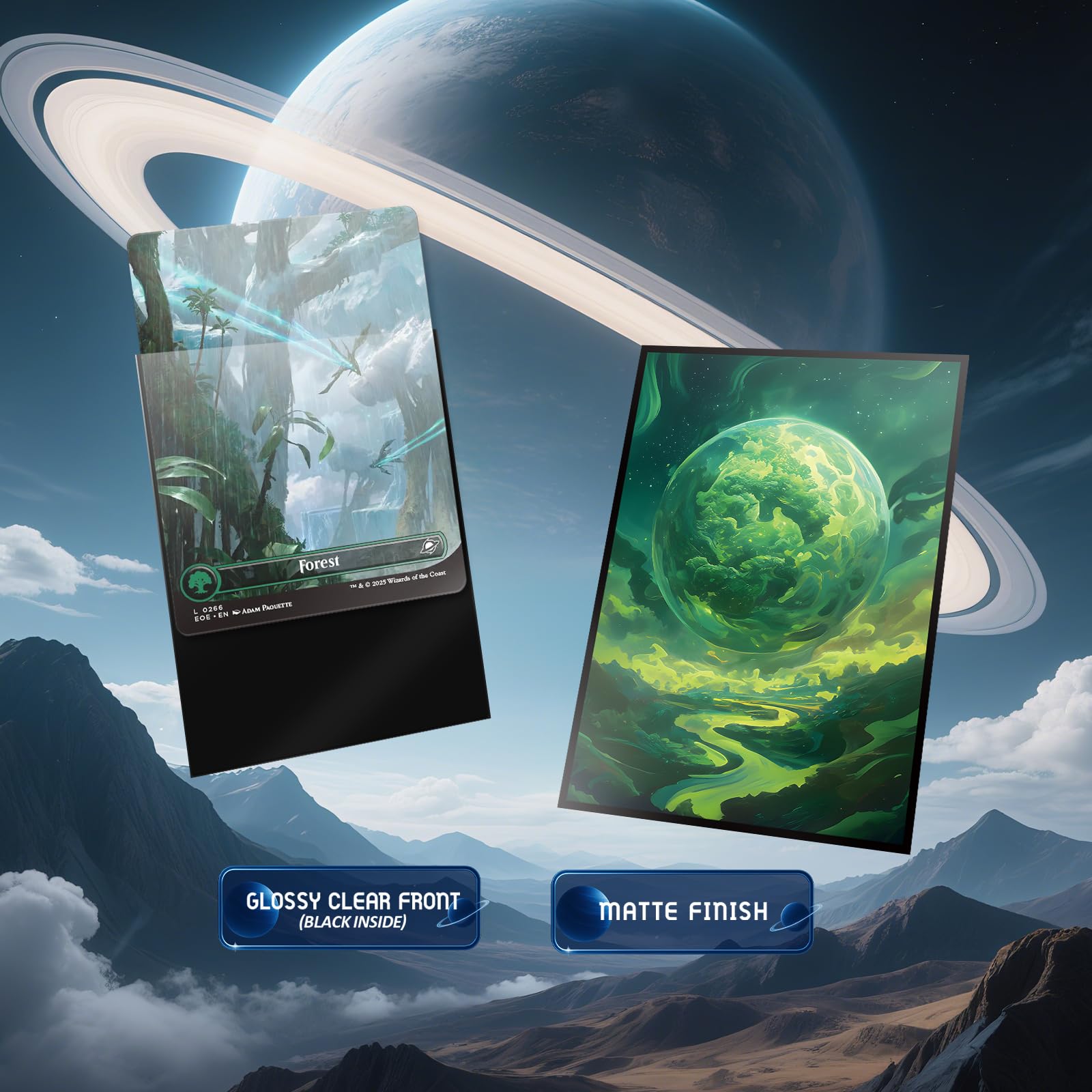 Kiiransr Forest Planet Matte Card Sleeves – 100 Standard Size Ultra Clear Sleeves for MTG & TCG