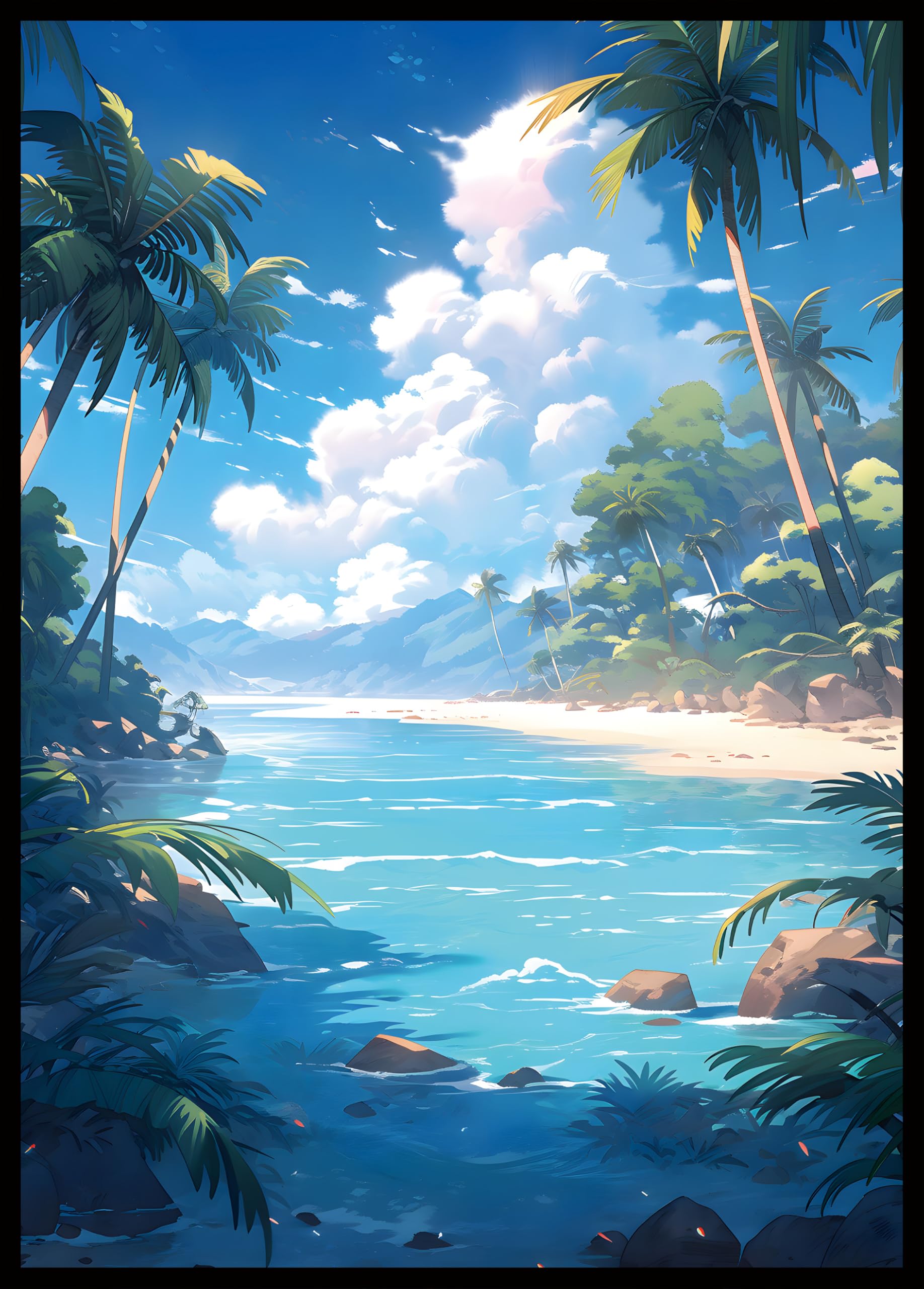 Kiiransr MTG Card Sleeves – Tropical Island Green Blue, 100 Standard-Size Sleeves with Matte Back