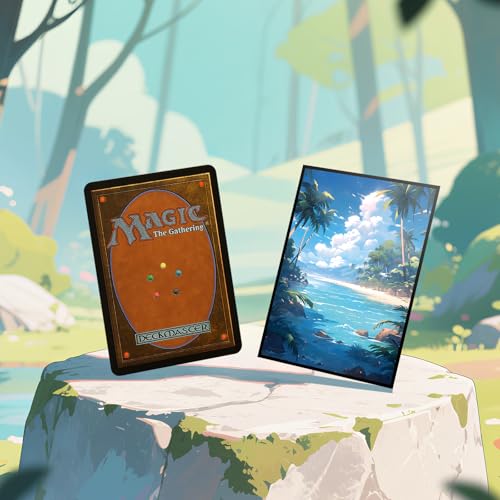Kiiransr MTG Card Sleeves – Tropical Island Green Blue, 100 Standard-Size Sleeves with Matte Back