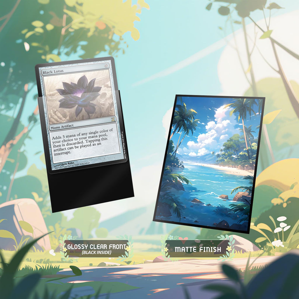 Kiiransr MTG Card Sleeves – Tropical Island Green Blue, 100 Standard-Size Sleeves with Matte Back