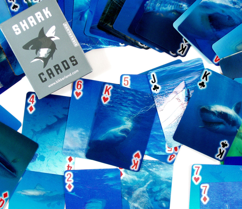 Kikkerland Playing Cards with Moving Shark Images – 54-Card Deck