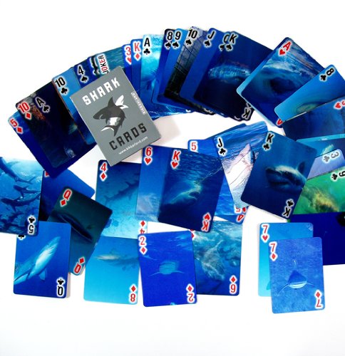 Kikkerland Playing Cards with Moving Shark Images – 54-Card Deck