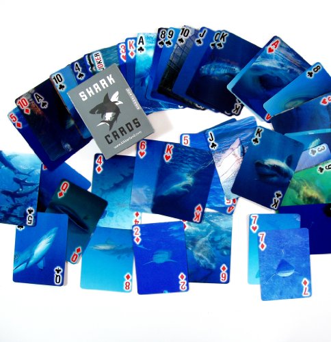 Kikkerland Playing Cards with Moving Shark Images – 54-Card Deck