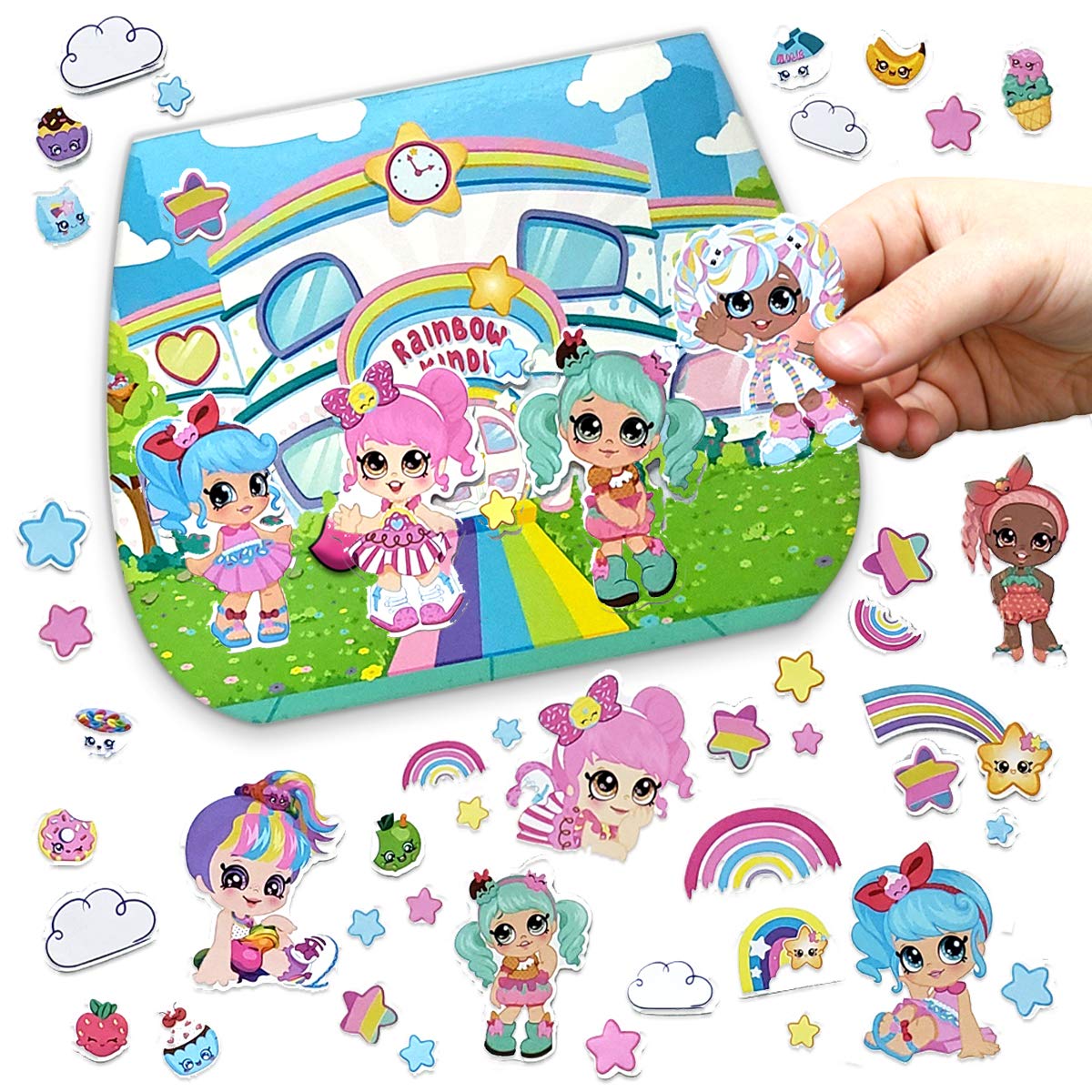Kindi Kids Puffy Sticker Playset – Reusable Scene Creator with 53 Stickers
