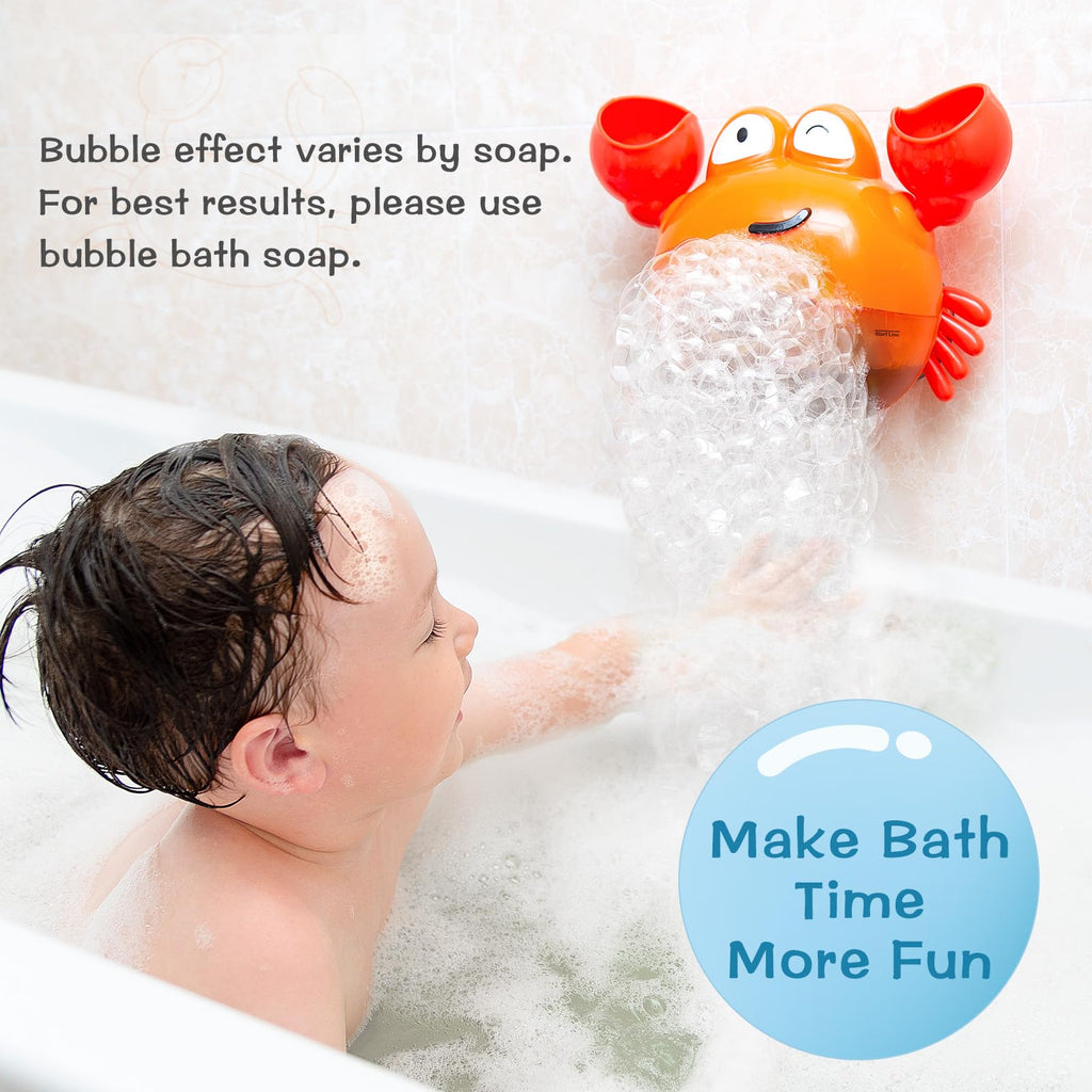 KINDIARY Crab Bath Bubble Maker – Automatic Bubble Blower for Toddlers 1-3, Battery Operated, BPA-Free