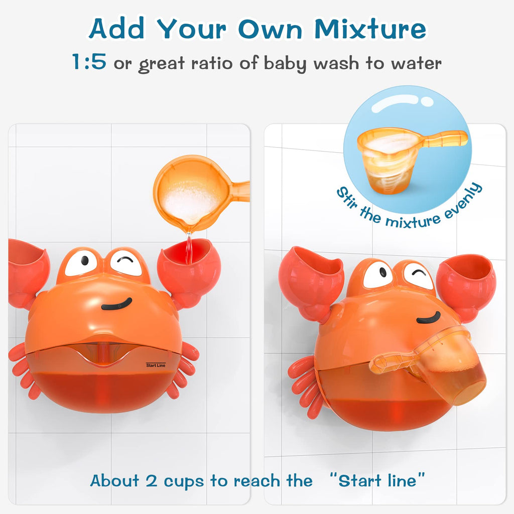 KINDIARY Crab Bath Bubble Maker – Automatic Bubble Blower for Toddlers 1-3, Battery Operated, BPA-Free