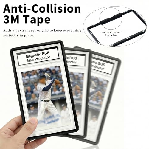 Kinerby Magnetic BGS Slab Protector – UV Blocking Tempered Glass, Aluminum Frame for 35PT BGS Cards (Black)