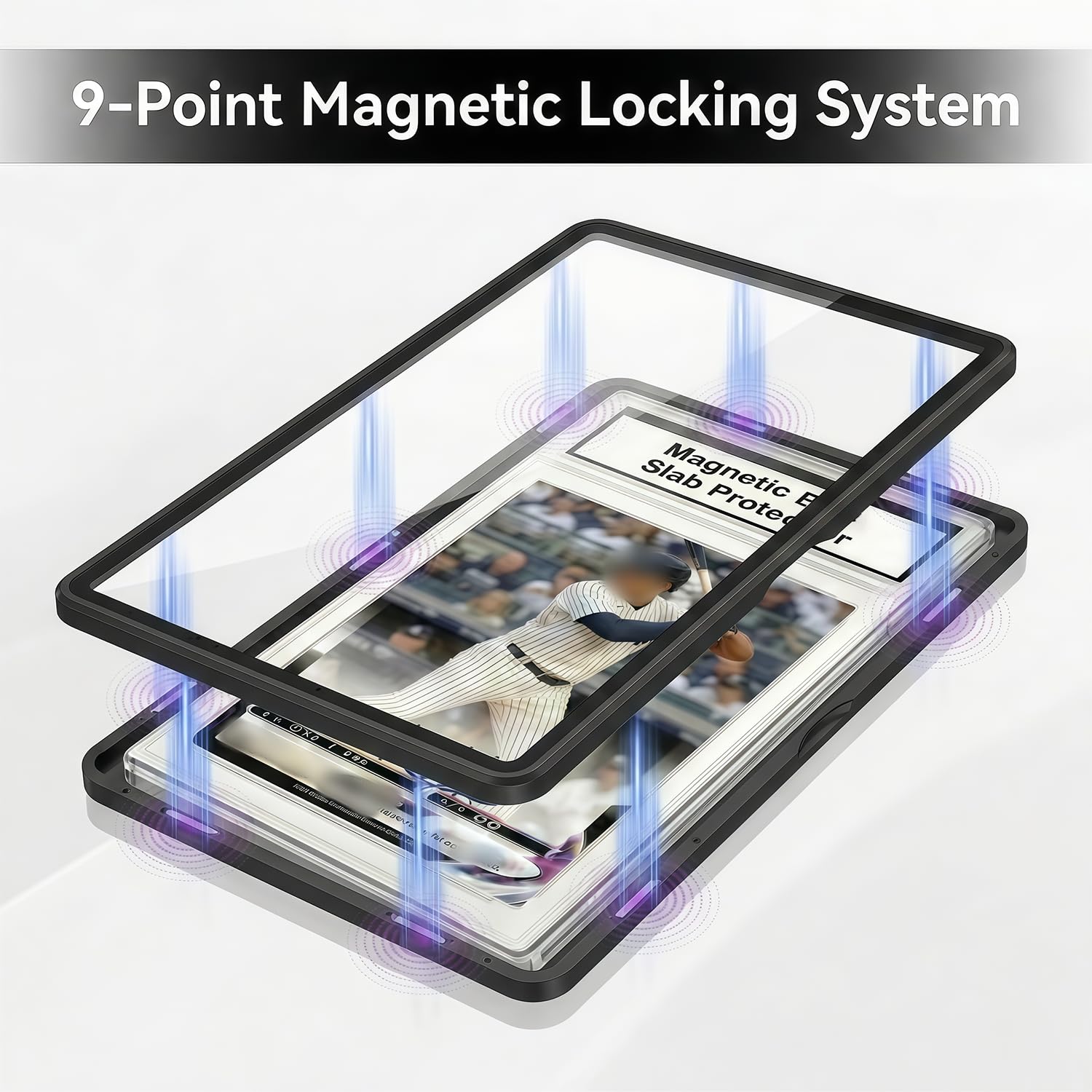 Kinerby Magnetic BGS Slab Protector – UV Blocking Tempered Glass, Aluminum Frame for 35PT BGS Cards (Black)