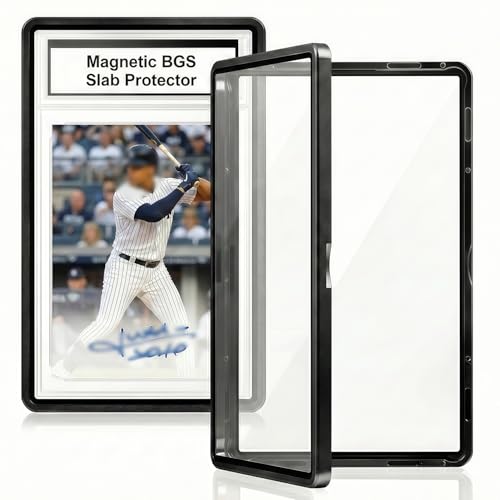 Kinerby Magnetic BGS Slab Protector – UV Blocking Tempered Glass, Aluminum Frame for 35PT BGS Cards (Black)