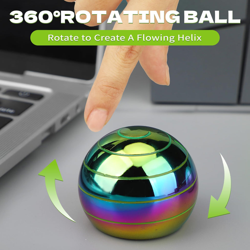 Kinetic Fidget Spinner Desk Toy – Optical Illusion Rainbow Gyro Ball for Stress Relief & Focus