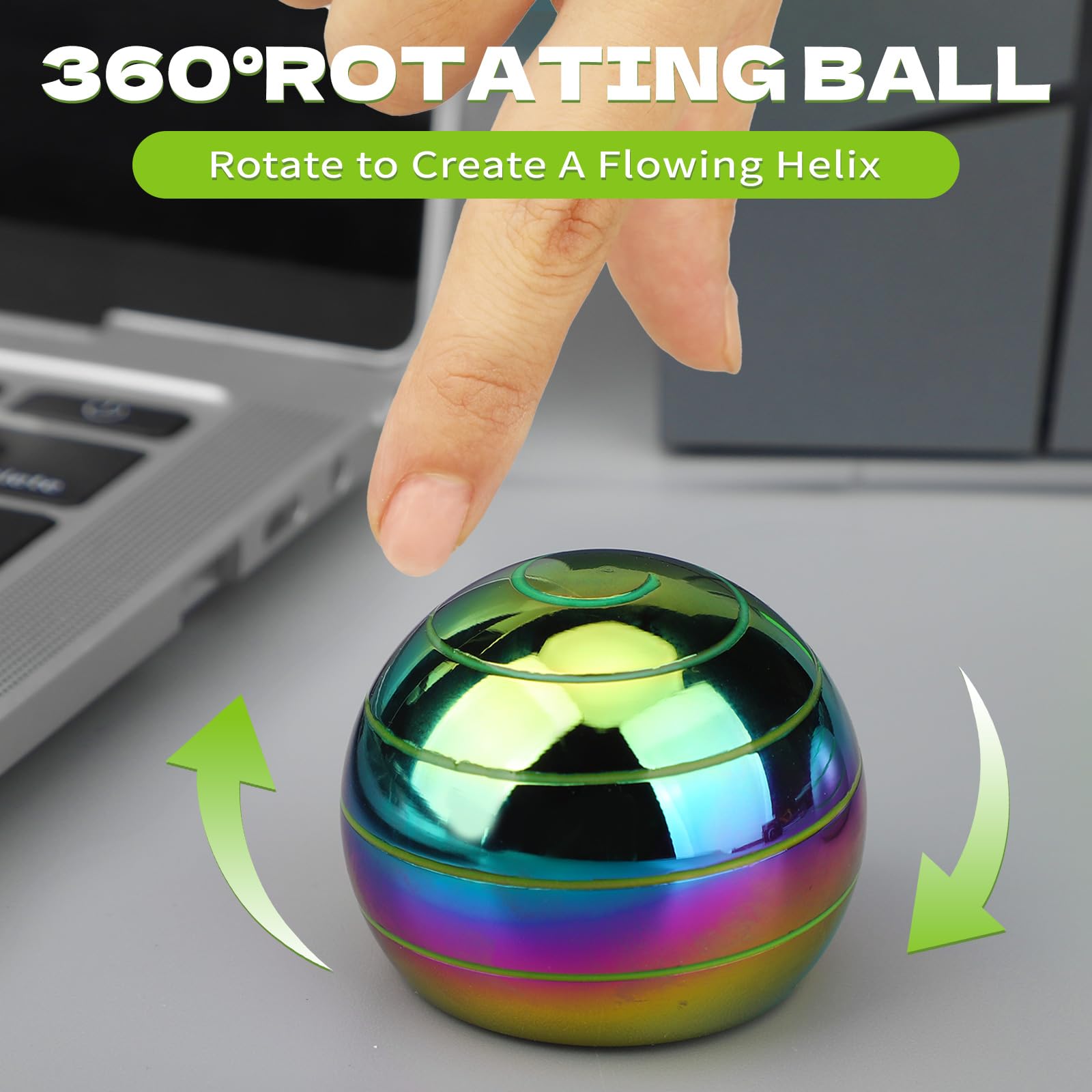 Kinetic Fidget Spinner Desk Toy – Optical Illusion Rainbow Gyro Ball for Stress Relief & Focus
