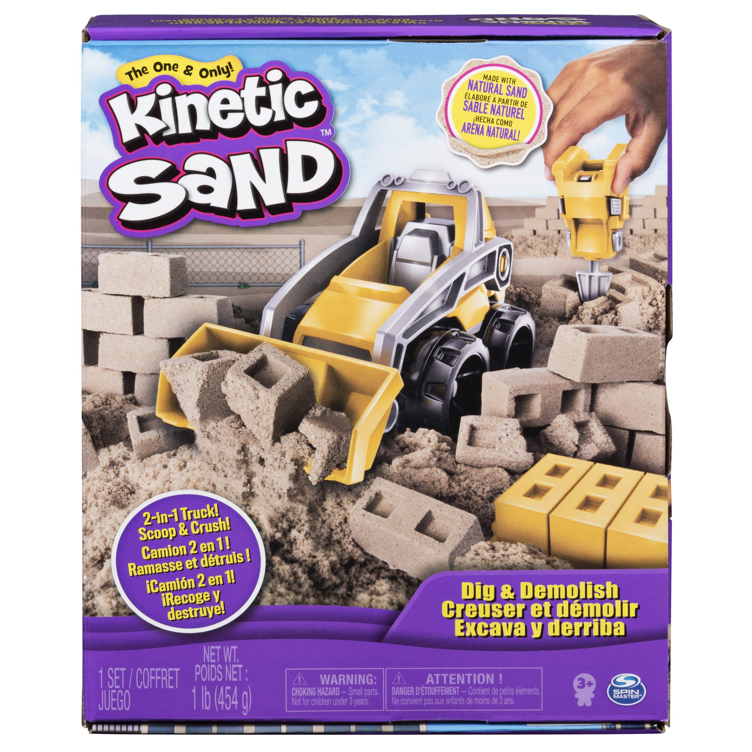 Kinetic Sand Dig N' Demolish Playset - 1lb Brown Sand with 2-in-1 Truck for Kids Ages 5+