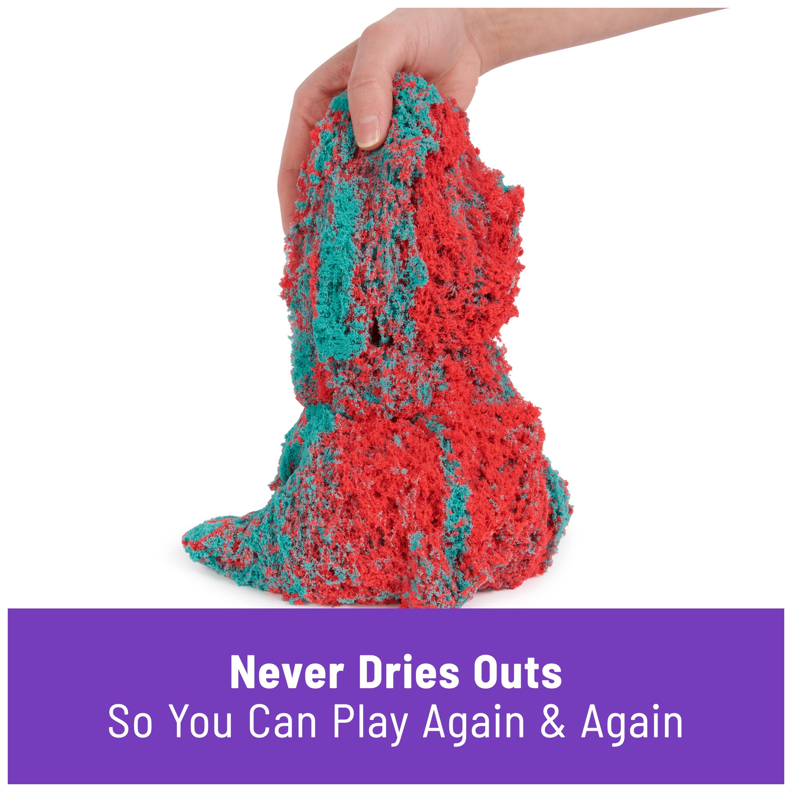 Kinetic Sand Mold n' Flow Set - 1.5lbs Red & Teal Sand with 3 Tools, Sensory Toy for Ages 3+