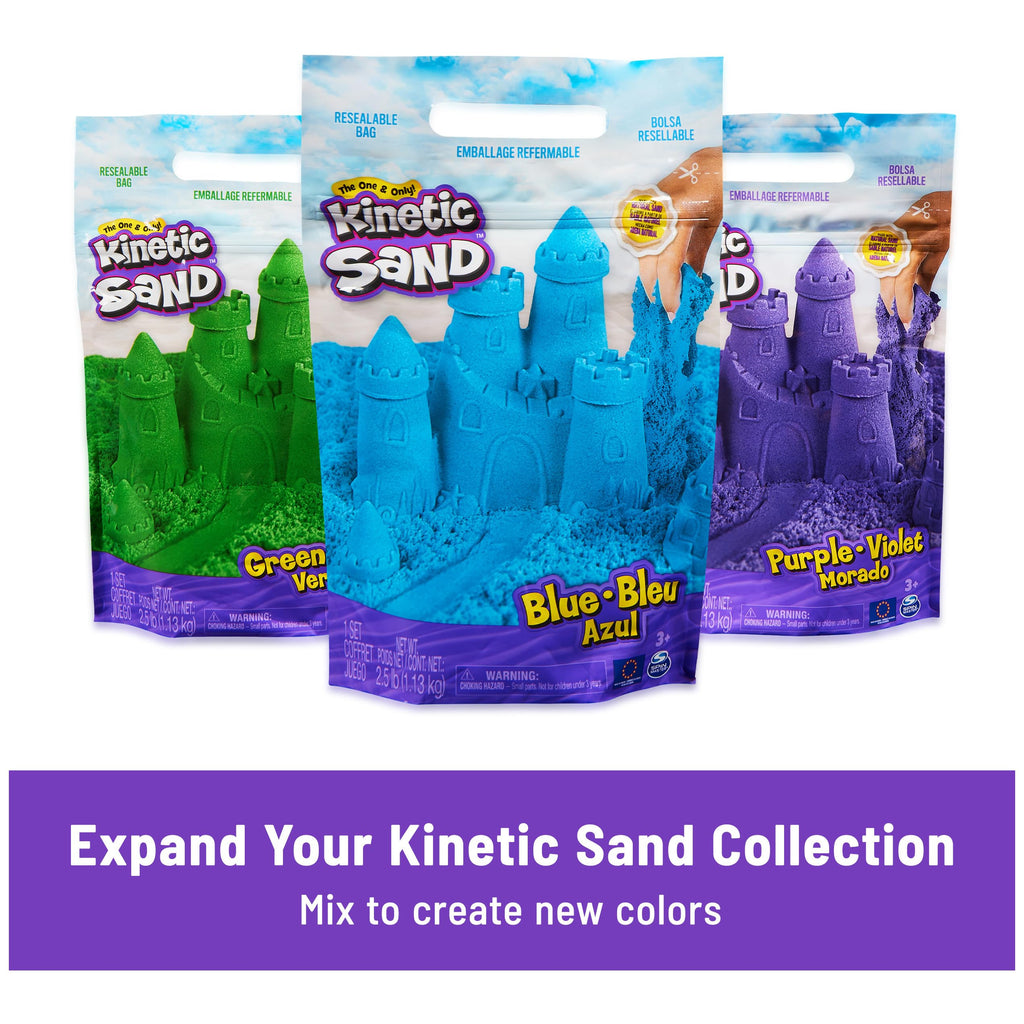 Kinetic Sand Mold n' Flow Set - 1.5lbs Red & Teal Sand with 3 Tools, Sensory Toy for Ages 3+