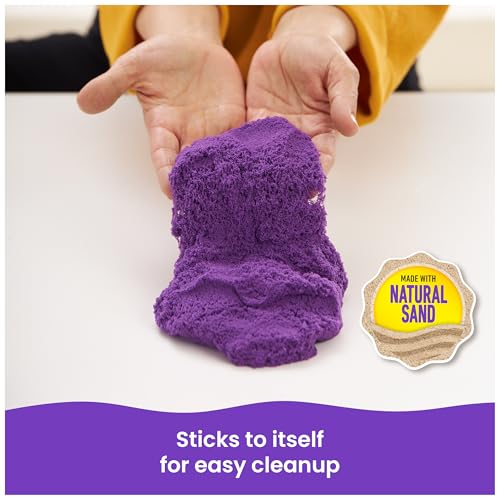 Kinetic Sand Sandbox Set - 1lb Purple Play Sand with 4 Molds & Tray, Sensory Toy for Kids Ages 3+
