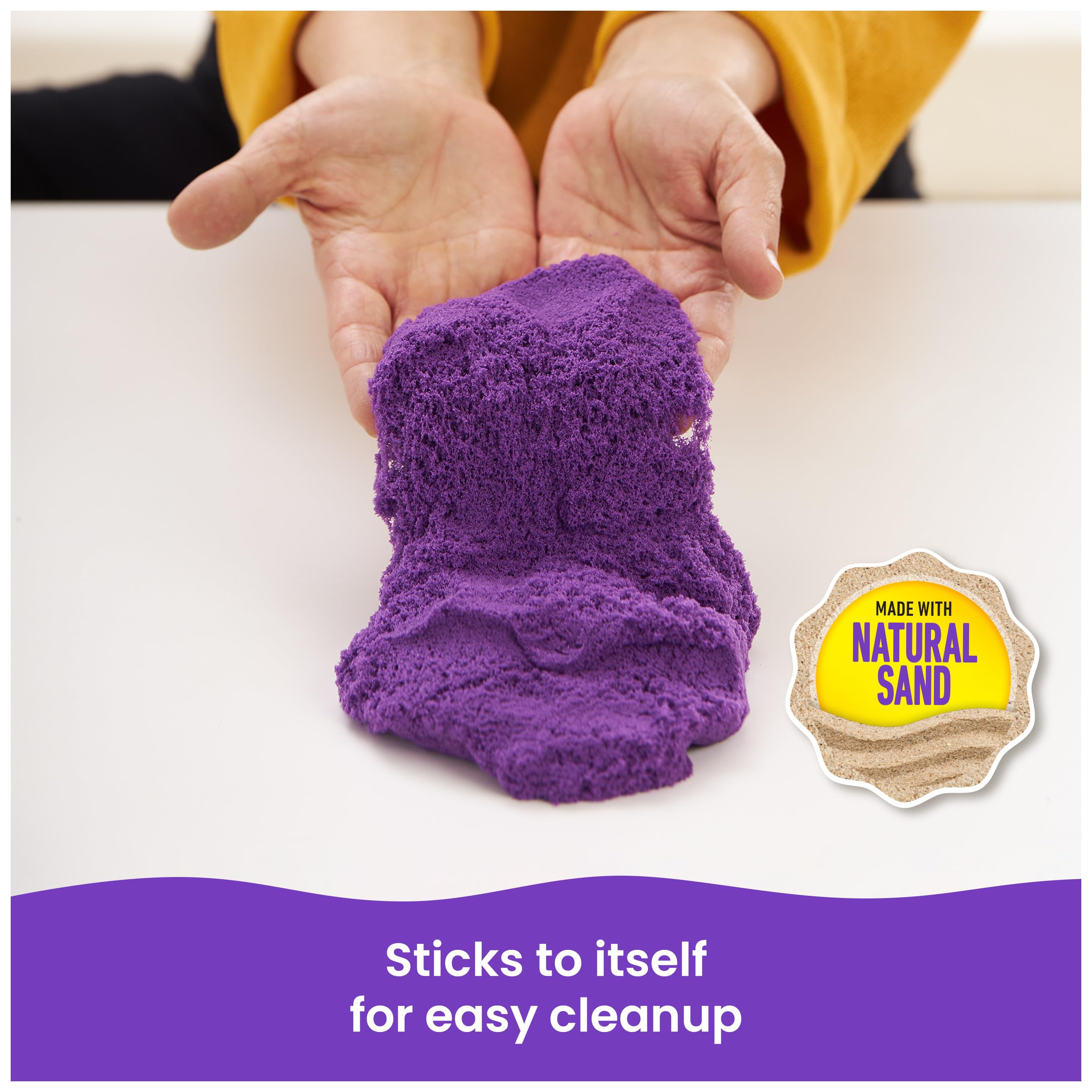Kinetic Sand Sandbox Set - 1lb Purple Play Sand with 4 Molds & Tray, Sensory Toy for Kids Ages 3+
