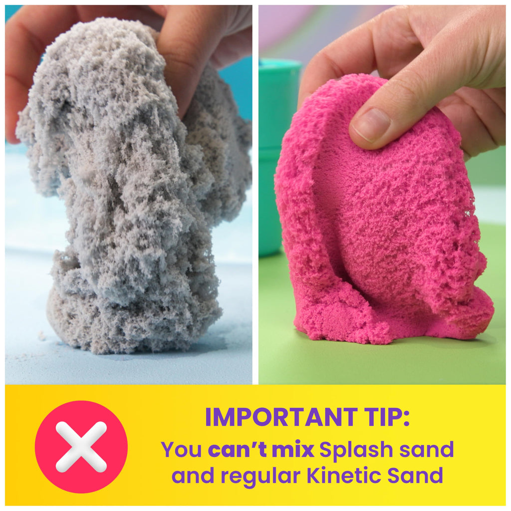 Kinetic Sand Splash Water Play Sandbox - Color-Change Sand Set with 4 Molds & Tray, Ages 3+