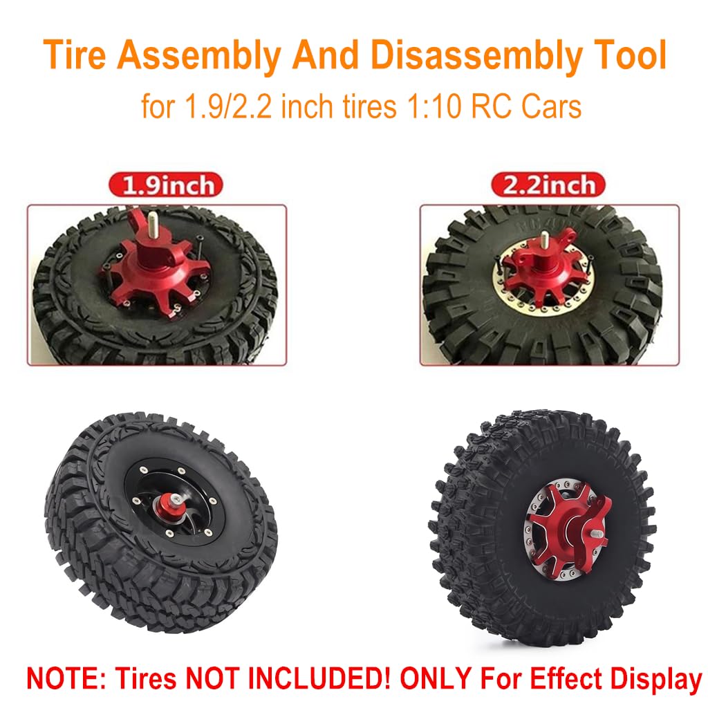 KingVal RC Tire Clamp – Wheel Assembly & Disassembly Tool for 1/10 RC Car 1.9/2.2 Beadlock Wheels (Black)