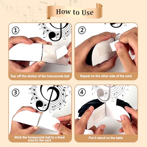 KINGZONE 12 Pack Music Notes Honeycomb Centerpieces - Musical Theme Party Table Decorations